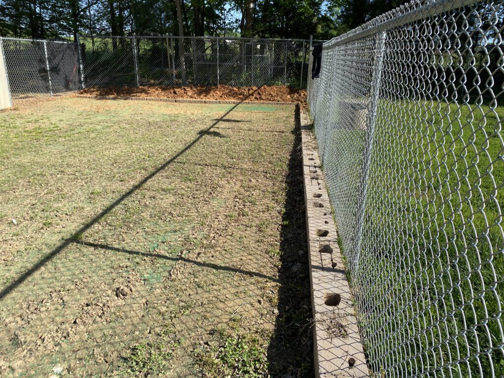 Destination Pet Kennel with muddy yard before Natura Turf installation